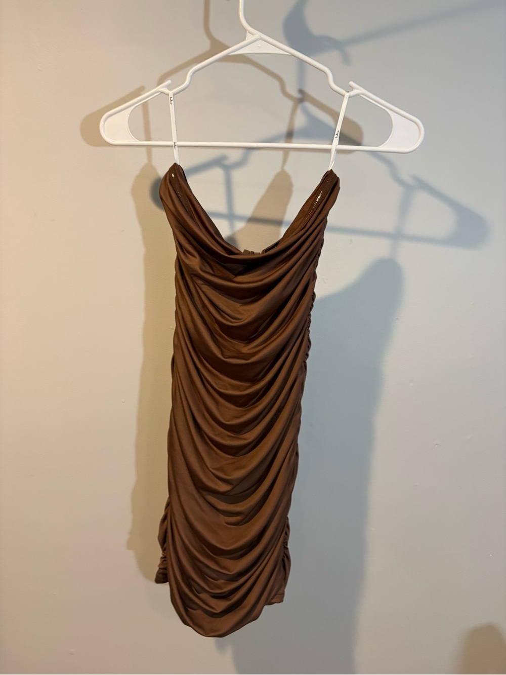 Lulus Chocolate Brown Draped Strapless Mini Dress
